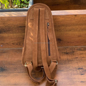 Boot Stitch Hand-tooled Tan Suede Leather Chest Bag con mochila Western Genuine Leather Floral Crossbody Sling Bags para mujer - Product Image 4