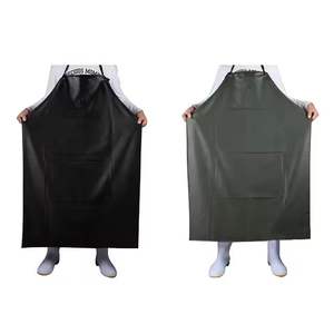 Vêtement de travail noir en PVC imperméable, résistant à l'huile, épaissi, en similicuir souple, sans manches, durable, pour usage quotidien, cuisine, lavage de voitures, aquaculture, abattage - Product Image 5