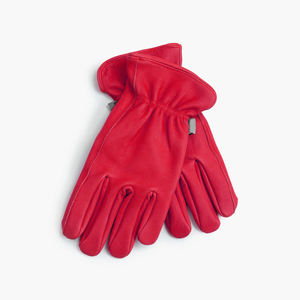 Gants de travail de sécurité en cuir pour mécaniciens et industrie, couleur rouge, avec poignet élastique - Product Image 2