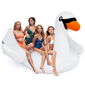 4 persone gonfiabile gigante cigno isola galleggiante 4-portabicchieri piscina galleggiante per rilassarsi in acqua - Product Image 4