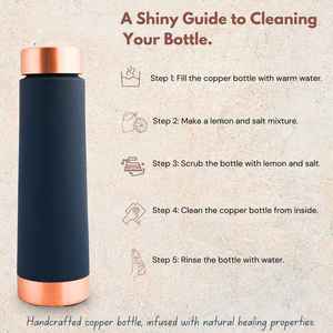 <b>Rubber</b> Coated Copper Water Bottle Soft Touch <b>Matte</b> Finish Leakproof Copper Drink Bottle For Travel Office Gym And Home - Product Image 3