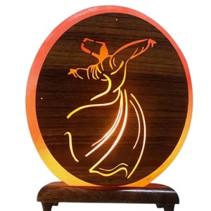 Lámpara de Sal Circular Tallada en Madera con Figura Bailarina, Diseño de Arte Folclórico, Decoración para el Hogar, Sian Enterprises SE-45033 - Product Image 5