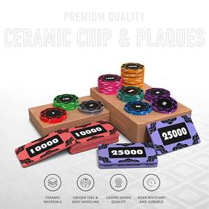 Petaluxe - Juego de Fichas de Póker de 300/500 Piezas con 10/20 Placas, Fichas de Cerámica de 40/45/50 mm, Peso de 10/14/17 g, Incluye 10/20 Bandejas - Product Image 3