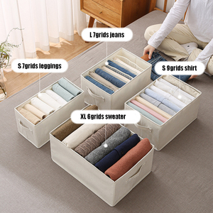 Organizadores de Ropa Interior y Calcetines, Divisores de Lino Plegables <span class=keywords><strong>para</strong></span> Armario, <span class=keywords><strong>Cajas</strong></span> de Almacenamiento <span class=keywords><strong>para</strong></span> <span class=keywords><strong>Guardar</strong></span> Jeans, <span class=keywords><strong>Pantalones</strong></span> y Leggings - Product Image 2