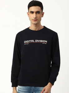 Sudadera Negra de Cuello Redondo para Hombre, Corte Regular, Logotipo Estampado, Informal, Tejida, 100% Algodón, para Otoño - Product Image 5