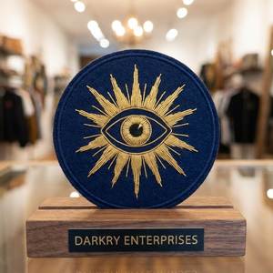 Insignia Masónica Personalizada Bordada a Mano con Hilo Metálico, Parche de Fieltro Negro con Ojo que Todo lo Ve y Rayos del Sol - Product Image 6