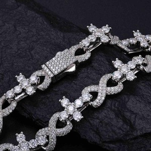 925 Sterling Silver <b>Infinity</b> Mixed Cross <b>Bracelet</b> VVS Moissanite Fine <b>Bracelet</b> with D Color Rhodium Plated Diamond Tester Pass - Product Image 3