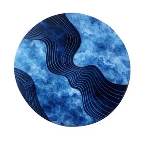 Arte Mural de Resina Azul Profundo con Diseño Ondulado Fluido, Arte Mural Decorativo Premium para Hogar y Oficina - Product Image 1