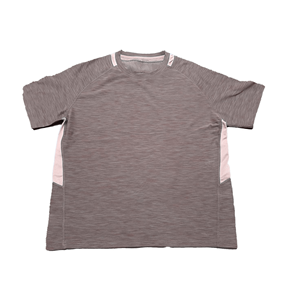 T-shirt à manches courtes pour homme, col rond, coupe régulière, style décontracté, gris avec empiècements latéraux roses, séchage rapide, polyester - Product Image 5