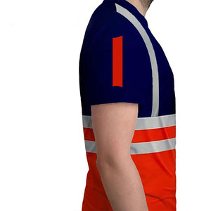Premium Quality Men's Sleeveless Hi-Vis Waterproof Self-Adhesive Safety Workwear Reflective <b>PVC</b> Nylon Spandex T-Shirt Custom - Product Image 3
