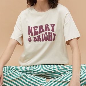 Womens Cotton <b>T</b> <b>Shirt</b> 160 GSM <b>Christmas</b> Holiday Graphic Print Crewneck Retro Short Sleeve Tee Apparel Manufacturer - Product Image 5