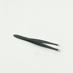 Black Slanted Tip Stainless Steel Eyebrow Tweezers <b>Precision</b> Facial Grooming Hair Plucking <b>Tool</b> - Product Image 1