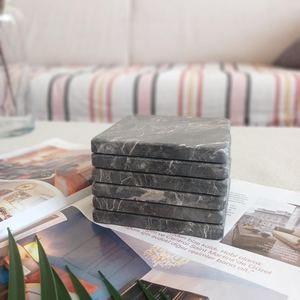 Ensemble de sous-verres carrés en marbre gris avec tapis, design moderne pour la maison, le café, le bar - Product Image 4