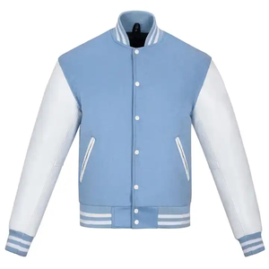 Veste de baseball pour homme tendance 2023, grandes poches, manches en cuir de mouton avec décoration boutonnée, taille plus pour l'hiver - Product Image 2