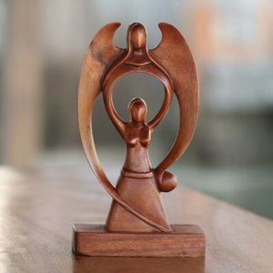 Centro de mesa de madera puro con forma de ángel, pieza decorativa para mesa de boda y decoración de casa de campo. - Product Image 5