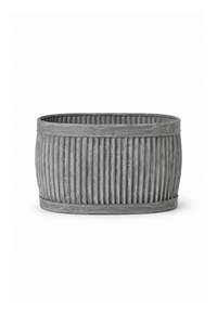 Macetas Metálicas Industriales Redondas con Diseño Acanalado, Juego de Tres Macetas Decorativas para Exteriores con Acabado Gris - Product Image 4