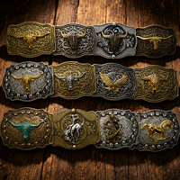 Logotipo personalizado Grabable en relieve Hebillas Para Cinturon Aleación de zinc Metal Western Cowboy 3D Bull Head Hebillas de cinturón para hombres