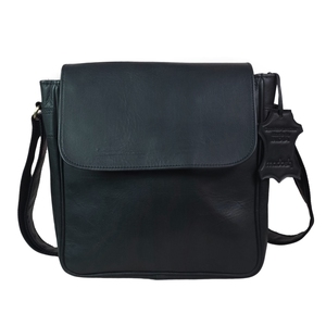 <b>Women's</b> Vintage Black Genuine Leather Crossbody <b>Bag</b> – Lightweight Messenger <b>Sling</b> Purse with Secure Zipper - Product Image 1