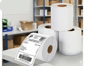 Rouleau d'étiquettes d'expédition thermiques directes durables de 4x6 pouces |   400 étiquettes par rouleau |   Étiquette de code-barres autocollante pour l'e-commerce et les expositions - Product Image 3
