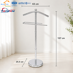 Made in Taiwan ISO9001 Modern Chrome Metal Suit Valet <b>Stand</b> Gentleman Clothes Butler Rack for Bedroom Hotel - Product Image 4