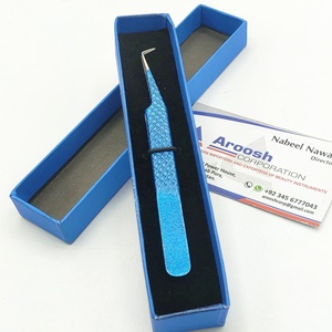 Pinzas para pestañas de 90 grados de acero inoxidable profesionales al por mayor agarre de Diamante Azul de alta calidad puntiagudo sostenible - Product Image 1