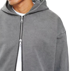 Sudadera con Capucha Personalizada con Logotipo para Hombre, 100% Algodón, Corte Regular, Alta Calidad, Hombros Caídos, Estilo Vintage, Lavado Ácido, con Cierre, Invierno, Ecológica - Product Image 4