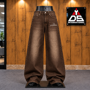 Pantalones Anchos y Holgados para Hombre, Cintura Alta, Corte Holgado, Talla Grande, Lavado Enzimático, Estilo Casual Moderno - Product Image 1
