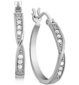 Diamante (1/10 ct. T. w.) Orecchini a cerchio Bypass in argento Sterling | Macy's - Product Image 1