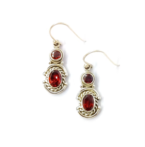 Trendy Two Garnet Style Handcrafted 925 Silver <b>Earrings</b> for Wedding Party & Daily Wear Jewelry - Product Image 3