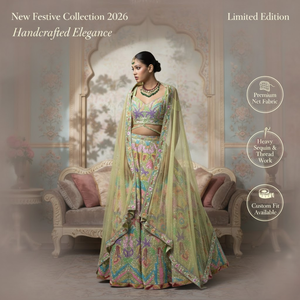 Exclusivo Lehenga Choli de Novia |   Diseño con Cuentas Hechas a Mano y Bordado Intrincado con Hilos Multicolores para Bodas - Product Image 2