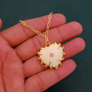 Collar con Colgante en Forma de Corazón, Chapado en Oro, Cadena de Eslabones, Estilo Clásico, Joyería para Uso Diario, Regalo - Product Image 4