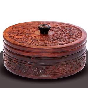 Casserole en bois avec couvercle en bois, écologique et compatible lave-vaisselle, diamètre 20 cm, pour la maison, l'hôtel, le restaurant, le service de chapati - Product Image 3