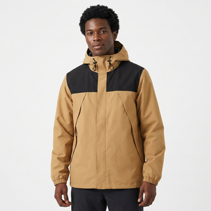 Men's Hooded <b>Waterproof</b> <b>Canvas</b> Bomber Jacket Formal Color Blocking Design Autumn Outdoor Wear Quick Dry Breathable Polyester - Product Image 4