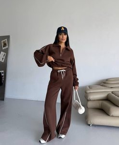 High Quality Women <b>Cropped</b> Tracksuit Regular Sweat Set OEM ODM Wholesale Custom Private Label Manufacturer Factory Discount - Product Image 4