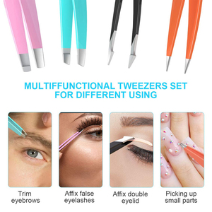 Premium Stainless Steel Eyebrow Tweezers Set with Purple PU <b>Leather</b> Case Precision Beauty Grooming <b>Tool</b> Kit - Product Image 4