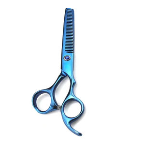 Kit de tijeras de barbero de titanio azul de alta calidad, tijeras de afeitar y de entresacar, tijeras de acero metálico con peine - Product Image 3