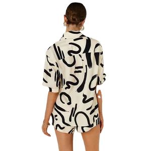 Ensemble été femme : haut à imprimé floral élégant et ourlet festonné, et pantalon en coton respirant assorti - Product Image 6