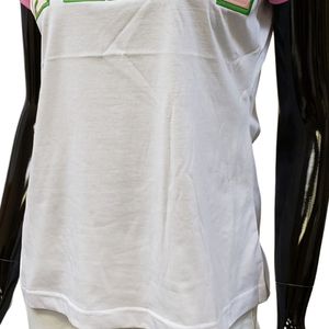Camiseta blanca flocada para mujer, camisa informal de manga corta de algodón, Top con estampado gráfico, ropa diaria a la moda, cómoda y elegante - Product Image 4
