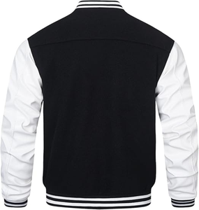 Vestes universitaires pour hommes HOOD CREW, manches en simili cuir, style Letterman, veste de baseball pour garçons, personnalisable, vente en gros - Product Image 3