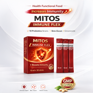 มิทอส อิมมูน เฟล็กซ์ น้ำดื่มเสริมภูมิคุ้มกันสำหรับผู้ใหญ่ ผสมเบต้ากลูแคน โปรไบโอติกส์ วิตามินซี และซิงค์ - Product Image 1