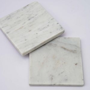 White <b>Marble</b> Plain <b>Coaster</b> Set of 4 for Tea Coffee Handmade <b>Marble</b> <b>Coaster</b> for Hot and Cold Drinks <b>Coaster</b> for Dining Table - Product Image 6