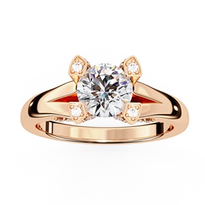 Bague en diamant de laboratoire de qualité supérieure, taille ronde 1 carat, avec pierres latérales rondes, or massif 14 carats, bijou raffiné pour cadeau. - Product Image 3