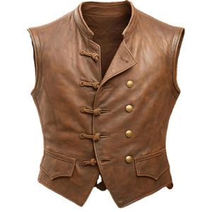 Nuevo chaleco de cuero vacuno estilo vintage para hombre con cierre de cremallera Magnifico Merchants - Product Image 1