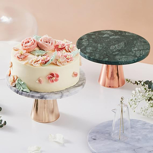 Aluminium Rotating <b>Cake</b> Decorating <b>Stand</b> Marble <b>Cake</b> <b>Stand</b> with Metal Base - Product Image 5