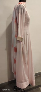 Vestido de novia tradicional indio para mujer, color rosa, cuello en V, manga larga, corte holgado, largo hasta el suelo - Product Image 2
