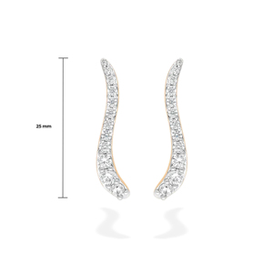 Women Diamond <b>Cuff</b> <b>Earrings</b> Round Brilliant Cut Minimalist Style 25mm Length - Product Image 4