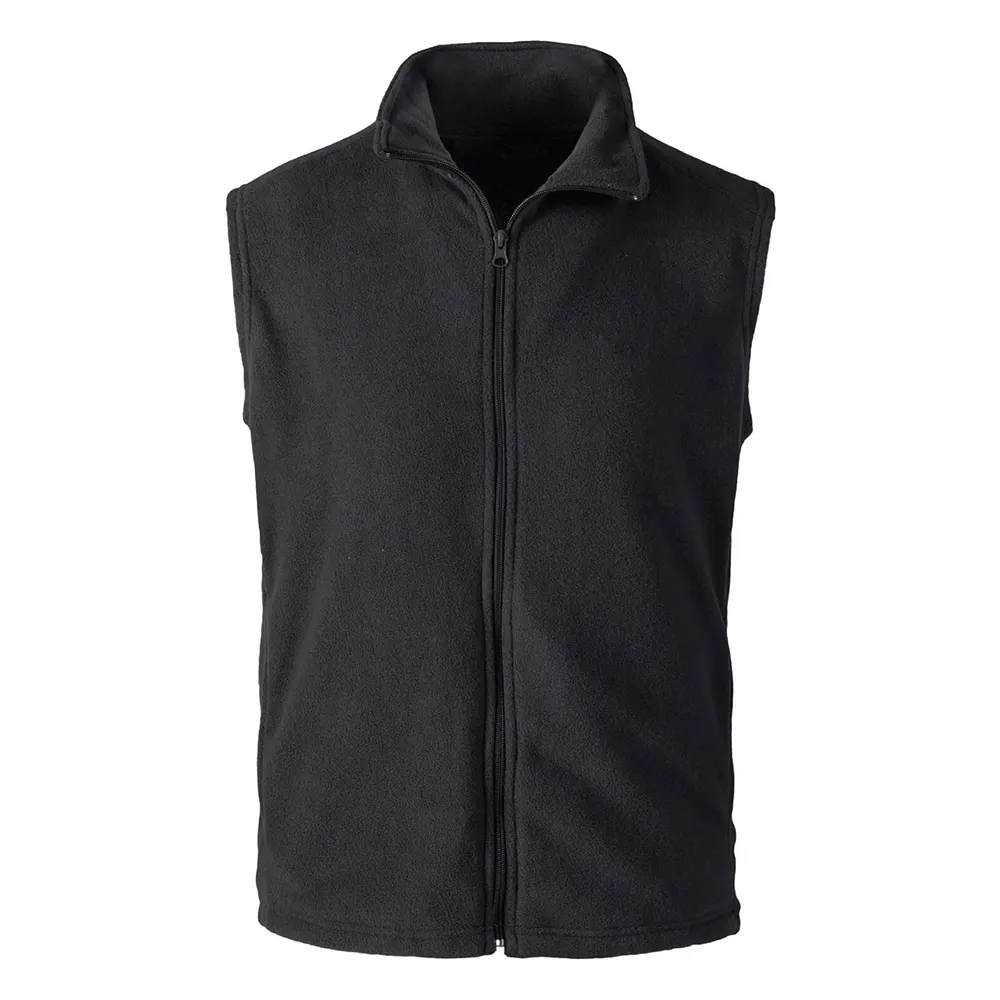 Custom OEM Winter Fashion Outdoor Full Zip Polar Fleece Vest Sleeveless Jacket Warm Casual Mens Black Fleece Vest