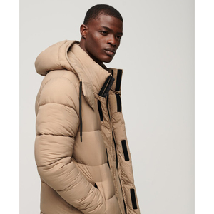 <b>Men's</b> <b>Long</b> Puffer Jacket Windproof Polyester Winter <b>Coat</b> Streetwear Front Zipper Closure Solid Color - Product Image 3