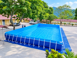 Piscina Elevada de PVC con Marco y Escalera, Piscina Azul con Cubierta y Bomba para Uso en Exteriores - Product Image 4
