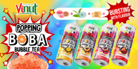 VINUT Factory 330ml Popping Boba Bubble Tea Gratis Proefmonster Design Mango Lychee Perzik Aardbei Suikerriet Kokos Handgemaakte Drank